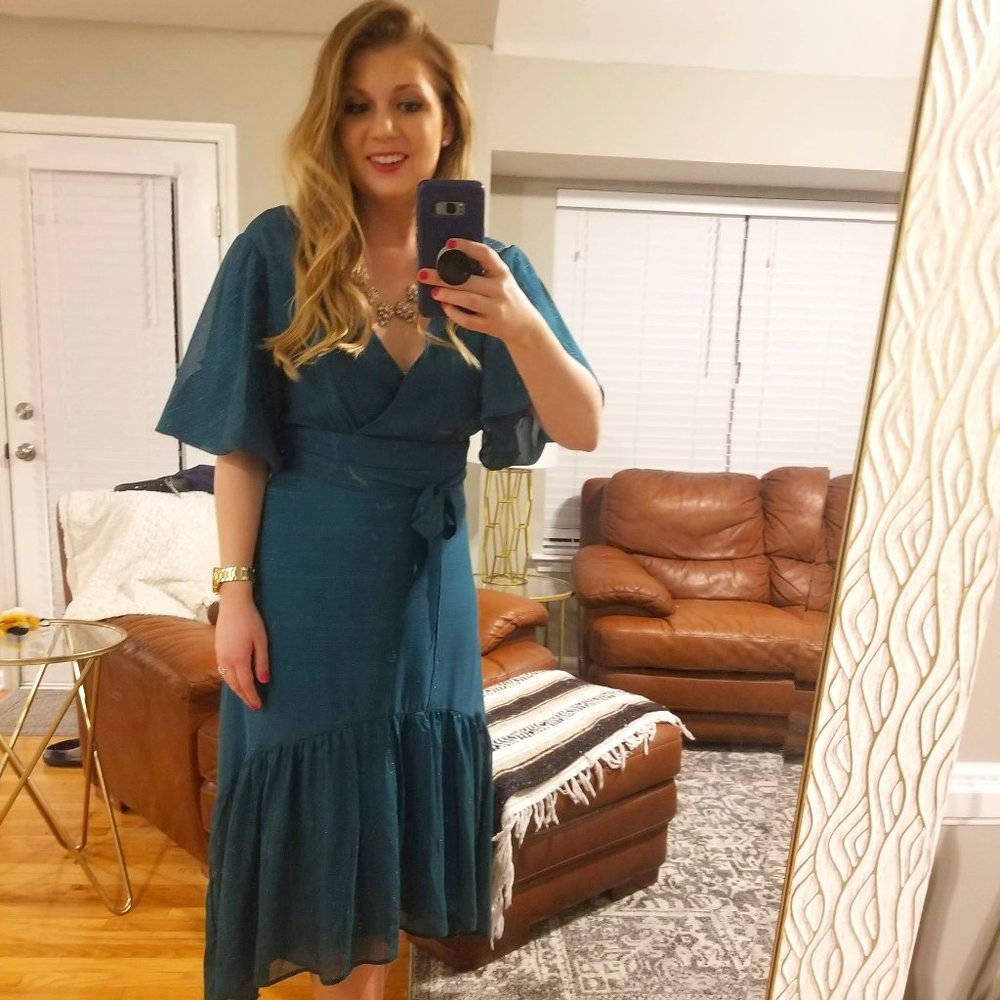 Teal Blue Midi Dress